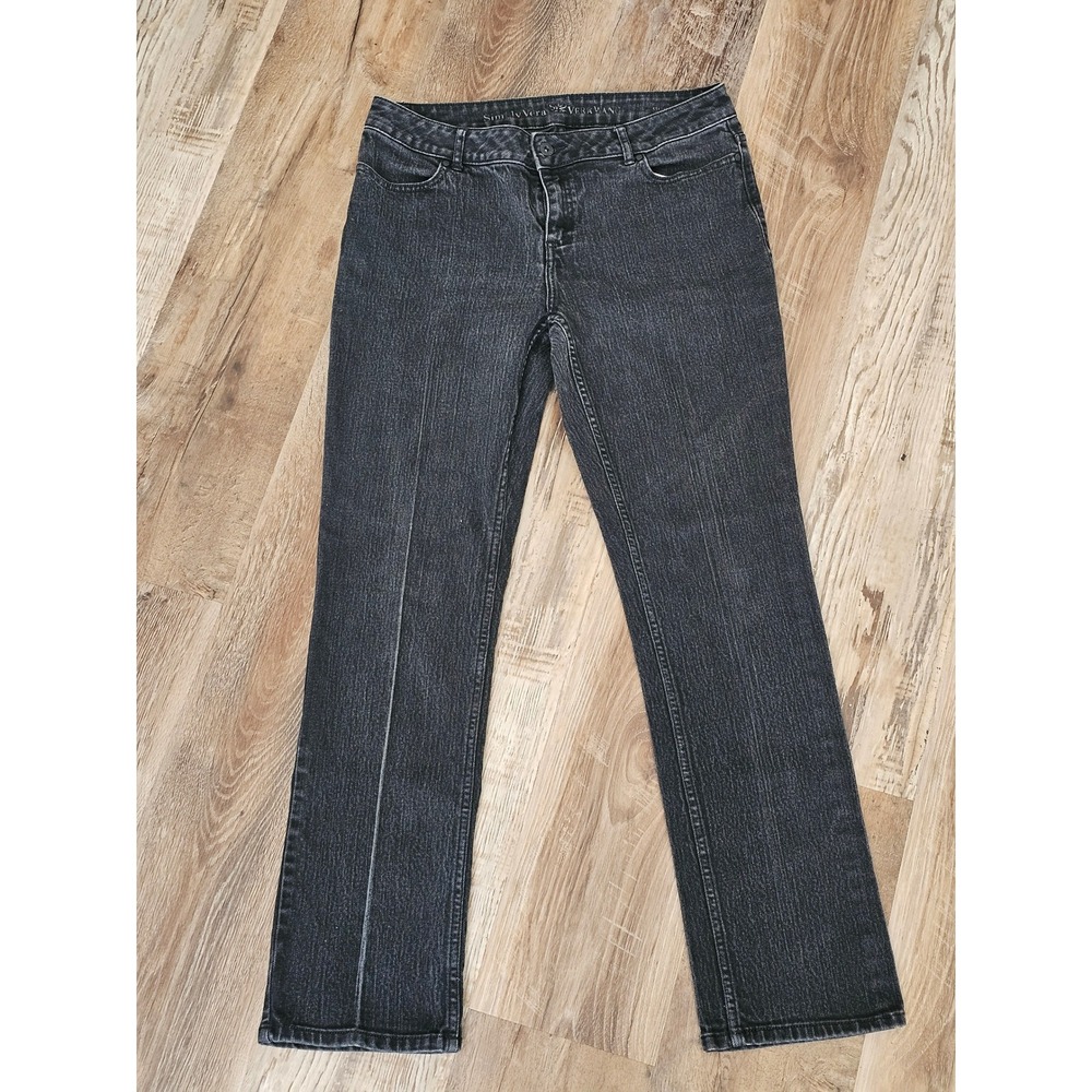 Simply Vera Vera Wang Straight Leg Jeans‎ Faded Black Size 10 Flap Pockets